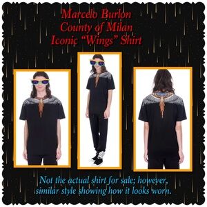 Marcelo Burlon County of Milan Black Shirt with Vibrant Wings